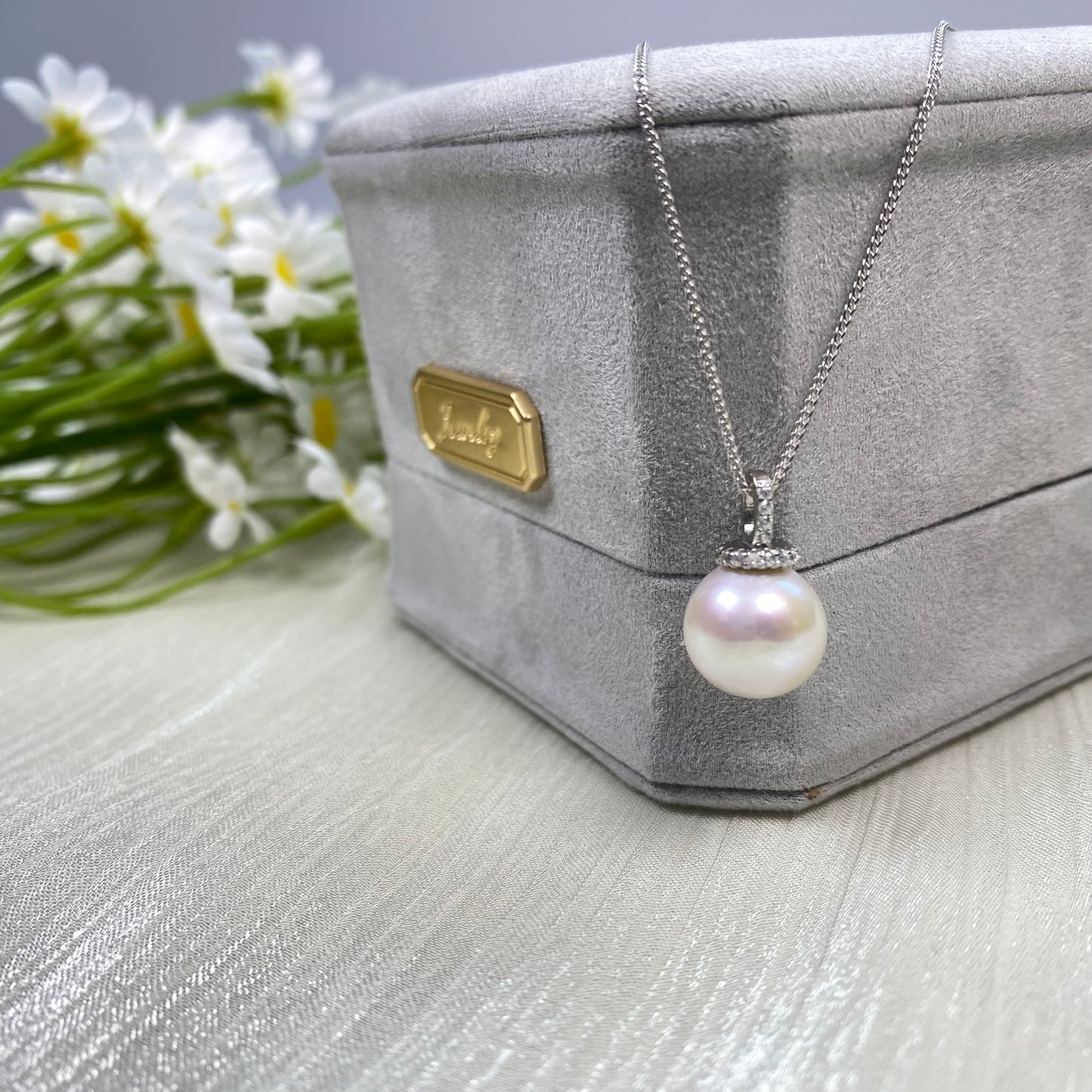 nacrebloom jewelry with 11mm Round Real Freshwater, Pearl Pendant Necklace, Wedding gift, Wedding Necklace