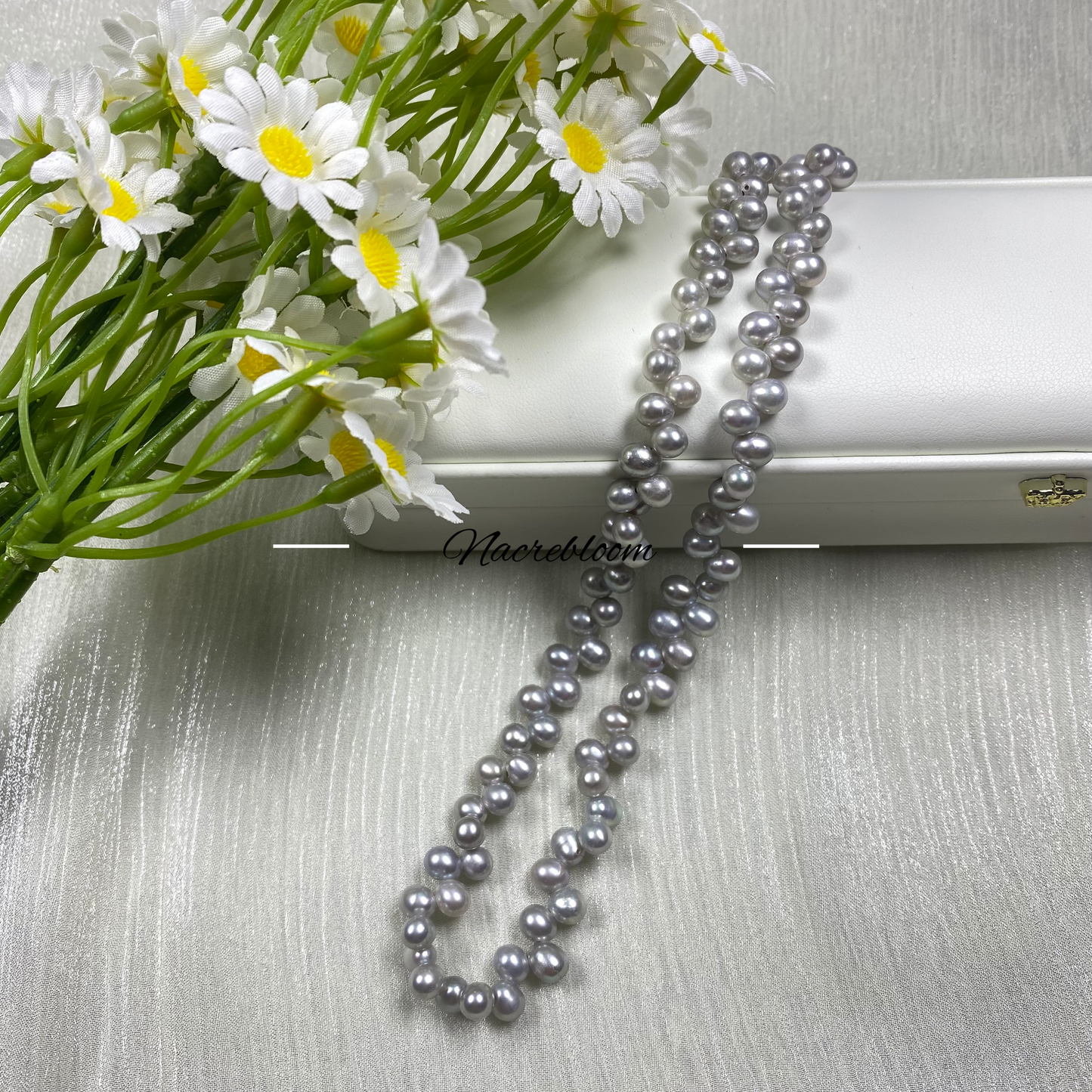 Rice-grain Gray Freshwater pearl necklace pearl necklace - AA Quality - Wedding Necklace - Wedding gift for her