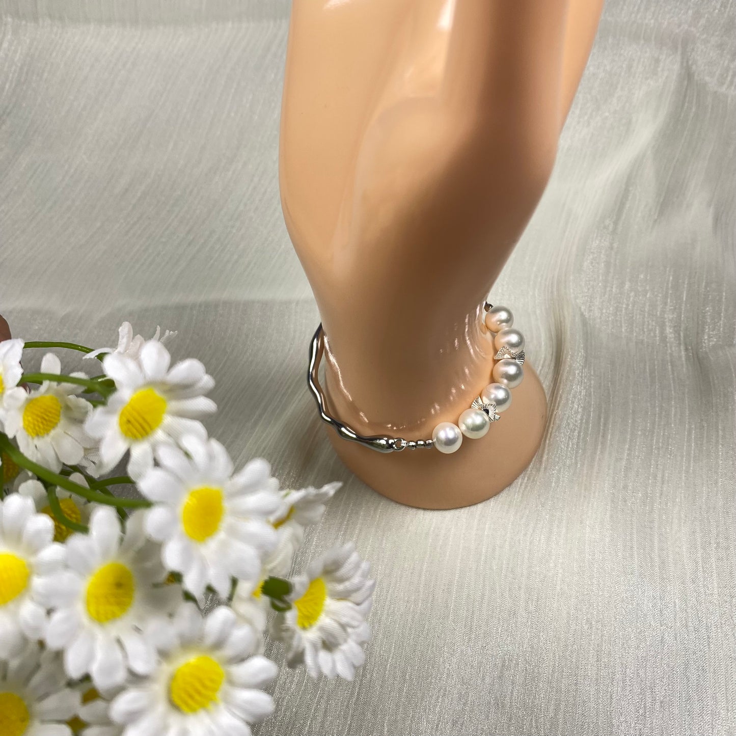 Branches Shape with 7.5-8.0mm White Freshwater Pearl Bracelet - AAA Quality-handmade pearl bracelet-S925 Silver clasps - Wedding gift