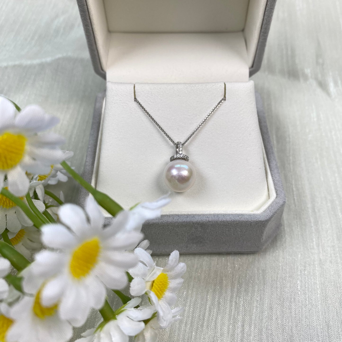 nacrebloom jewelry with 11mm Round Real Freshwater, Pearl Pendant Necklace, Wedding gift, Wedding Necklace
