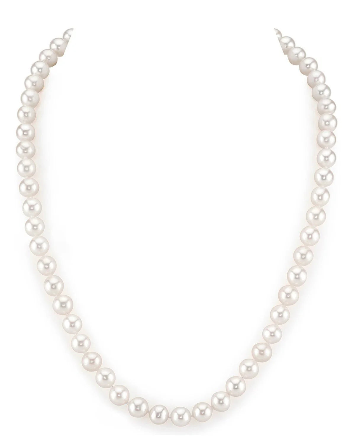 8-9mm White Freshwater Choker Length Pearl Necklace - AAA Quality