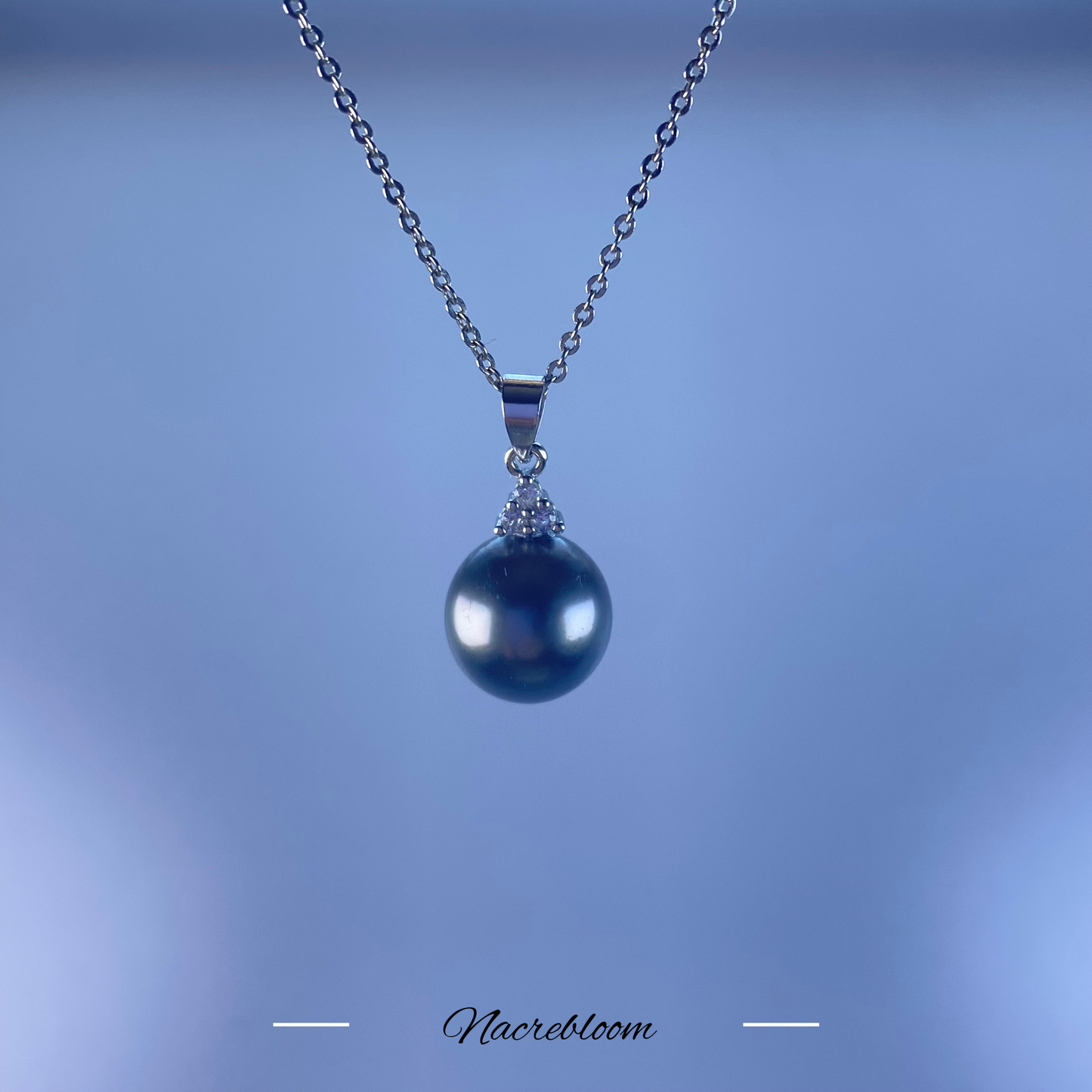 11.0-12.0mm Black Tahitian Pearl & Diamond Bezel Pendant