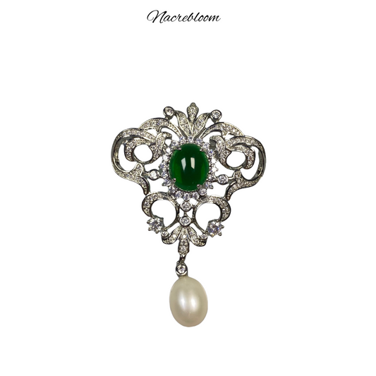 Nacrebloom Freshwater Pearl Brooch 9.5mm-10.0mm Modern Minimalist Pearl Pin