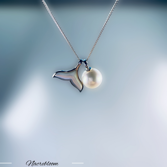11mm AAA Freshwater Pearl With Shell whale tail Pendant