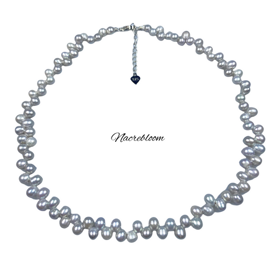 Rice-grain Gray Freshwater pearl necklace pearl necklace - AA Quality - Wedding Necklace - Wedding gift for her