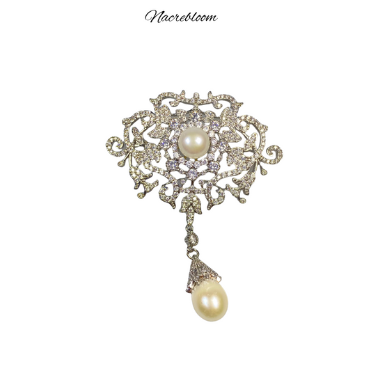 Nacrebloom Freshwater Pearl Brooch 9.5mm-10.0mm Modern Minimalist Pearl Pin