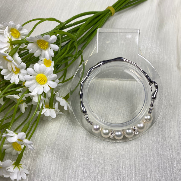 Branches Shape with 7.5-8.0mm White Freshwater Pearl Bracelet - AAA Quality-handmade pearl bracelet-S925 Silver clasps - Wedding gift