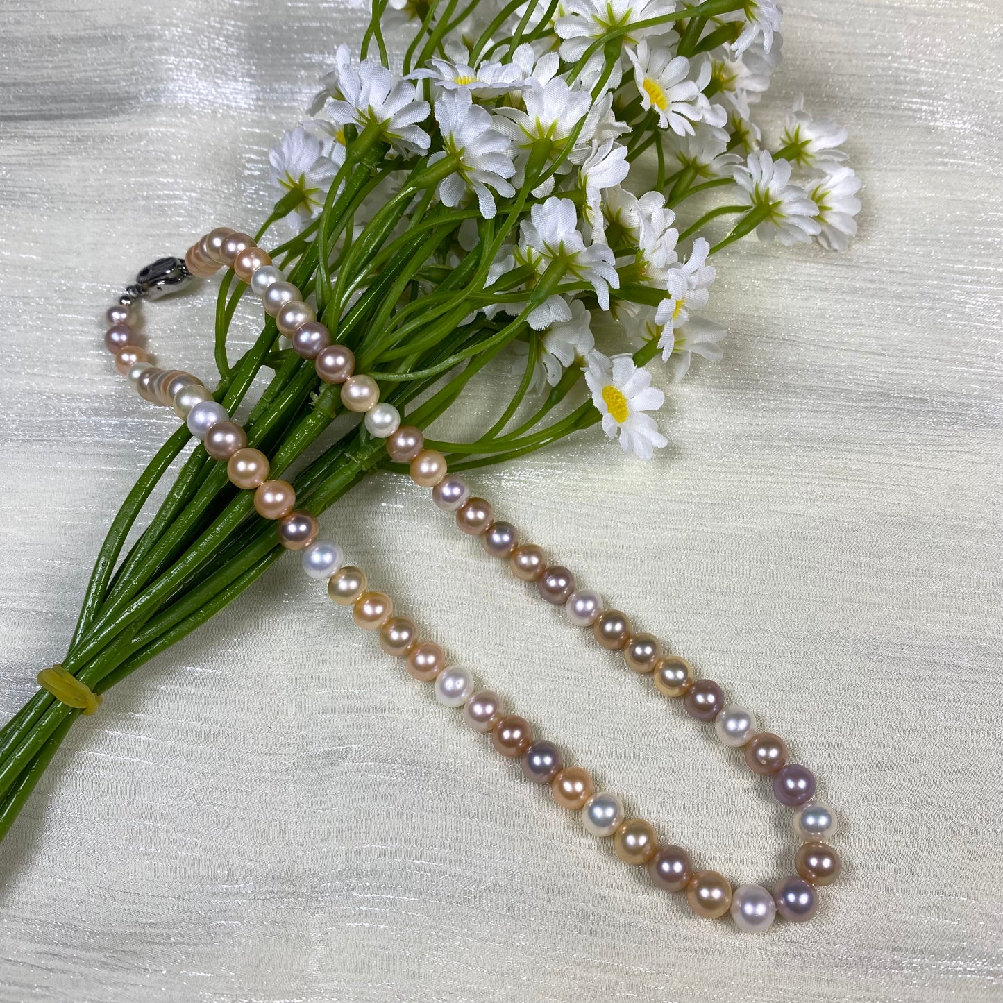 6.5-7.0mm Freshwater Multicolor Pearl Necklace- Wedding Gift - Wedding Necklace - Freshwater pearls