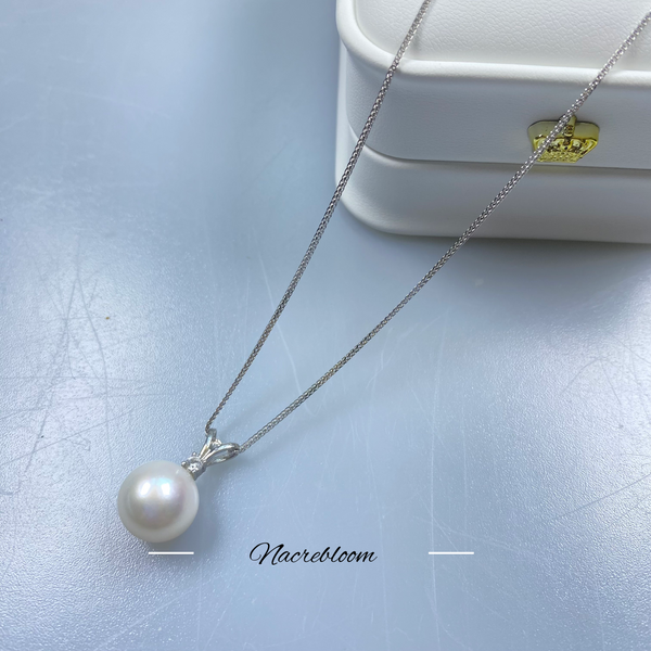 11mm AAA Round Edison Freshwater Pearl Pendant Necklace, Wedding gift