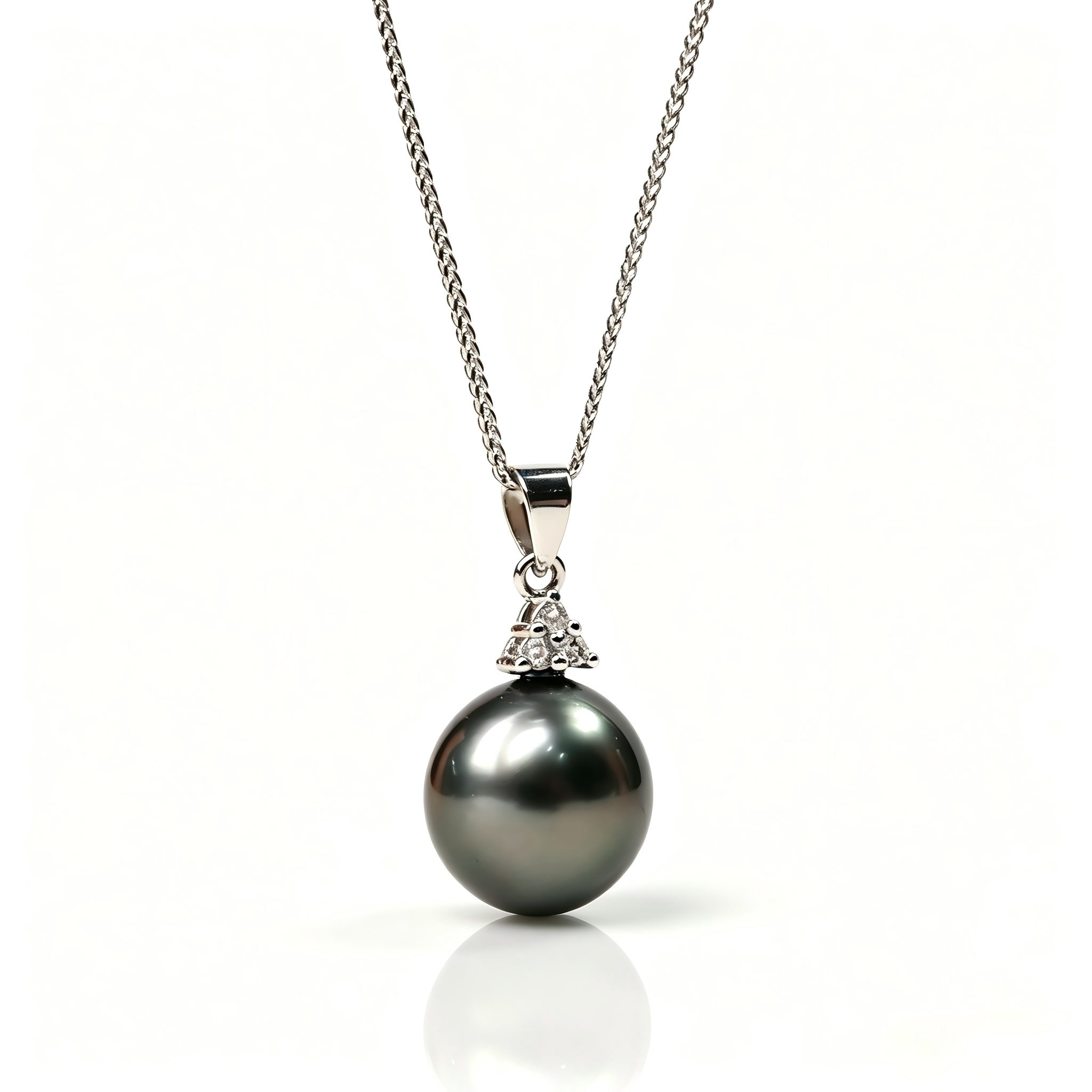 Tahitian Black Pearl Pendant Necklace, 11mm AAA Grade, S925 Sterling Silver