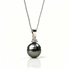 Tahitian Black Pearl Pendant Necklace, 11mm AAA Grade, S925 Sterling Silver