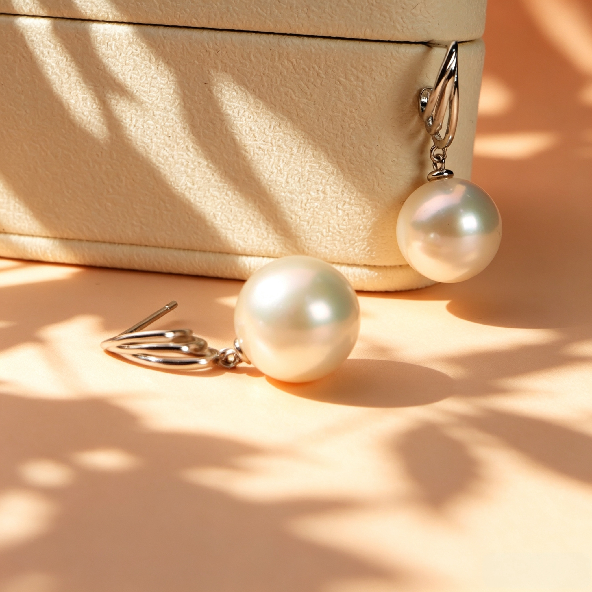 AAAAA Real Freshwater Pearl Earrings, S925 Sterling Silver, Cat's paw earrings