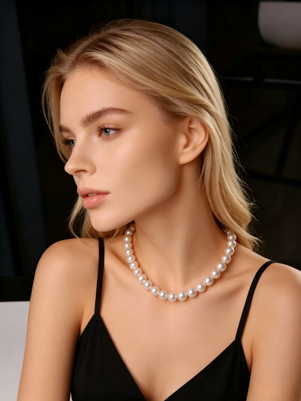 7.5-8.5mm AAAA Freshwater Pearl Strand Necklace, S925 Silver Clasp, Bridal Gift Jewelry