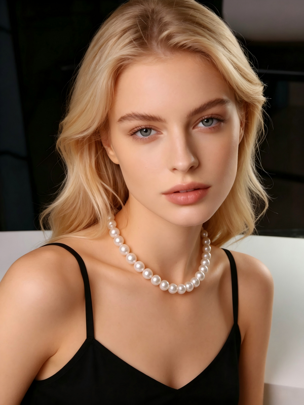 7.5-8.5mm AAAA Freshwater Pearl Strand Necklace, S925 Silver Clasp, Bridal Gift Jewelry