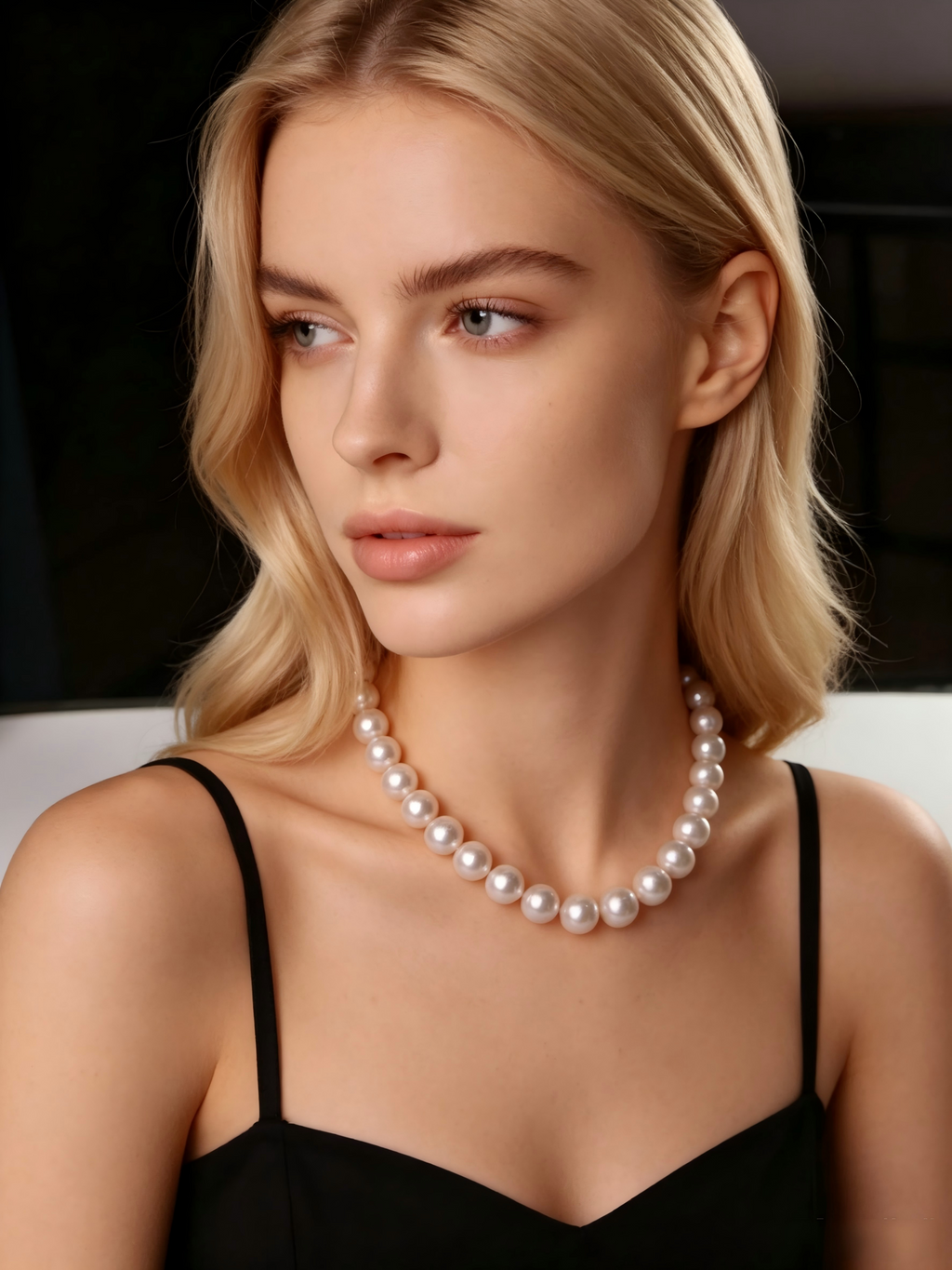 9.5-10.5mm AAAA Freshwater Pearl Necklace, S925 Silver Clasp, Dinner Party Jewelry