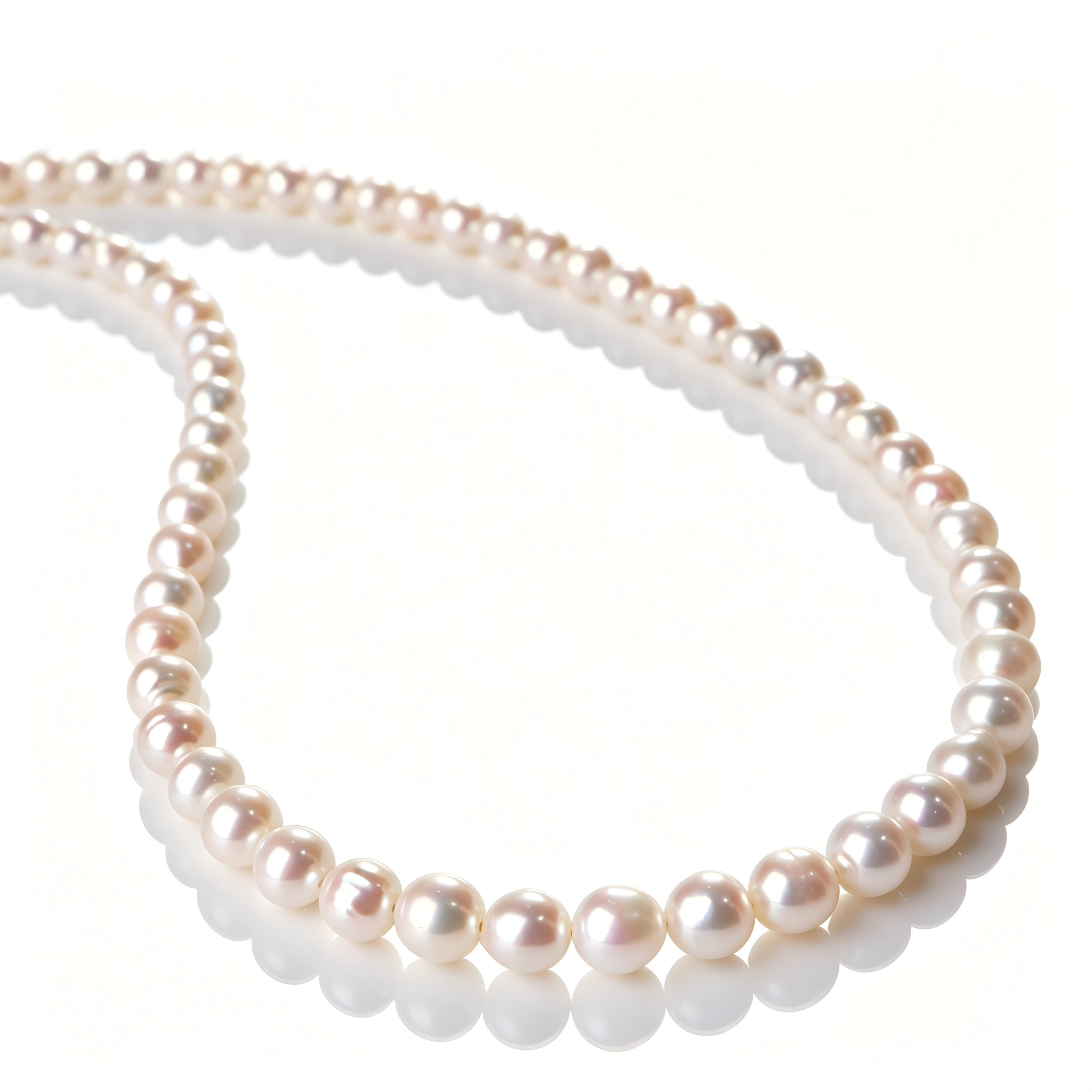 6mm AA Freshwater Pearl Strand Necklace, S925 Silver Clasp Wedding Jewelry