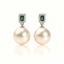 AAAAA Real Freshwater Pearl Earrings, S925 Sterling Silver, Emerald Earring