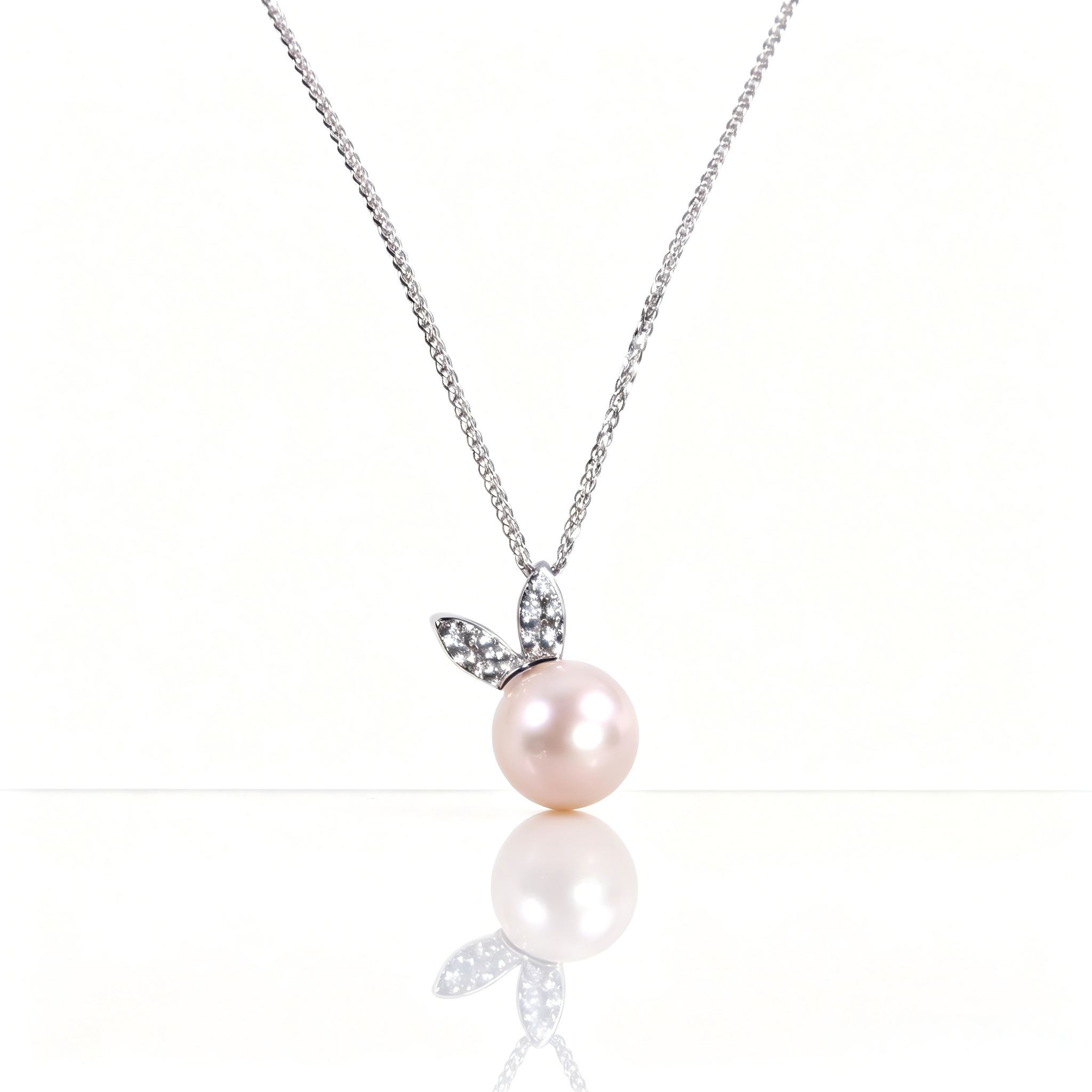 AAAAA Freshwater Pearl Pendant, S925 Sterling Silver adjustable Chain,Rabbit Pendant