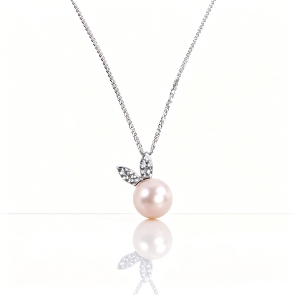 AAAAA Freshwater Pearl Pendant, S925 Sterling Silver adjustable Chain,Rabbit Pendant