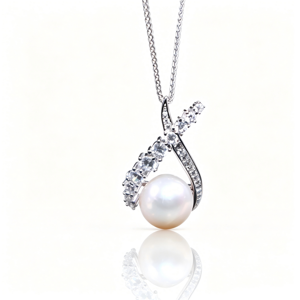 AAAAA Freshwater Pearl Pendant, S925 Sterling Silver adjustable Chain