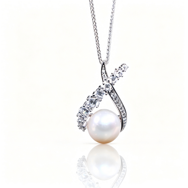 AAAAA Freshwater Pearl Pendant, S925 Sterling Silver adjustable Chain