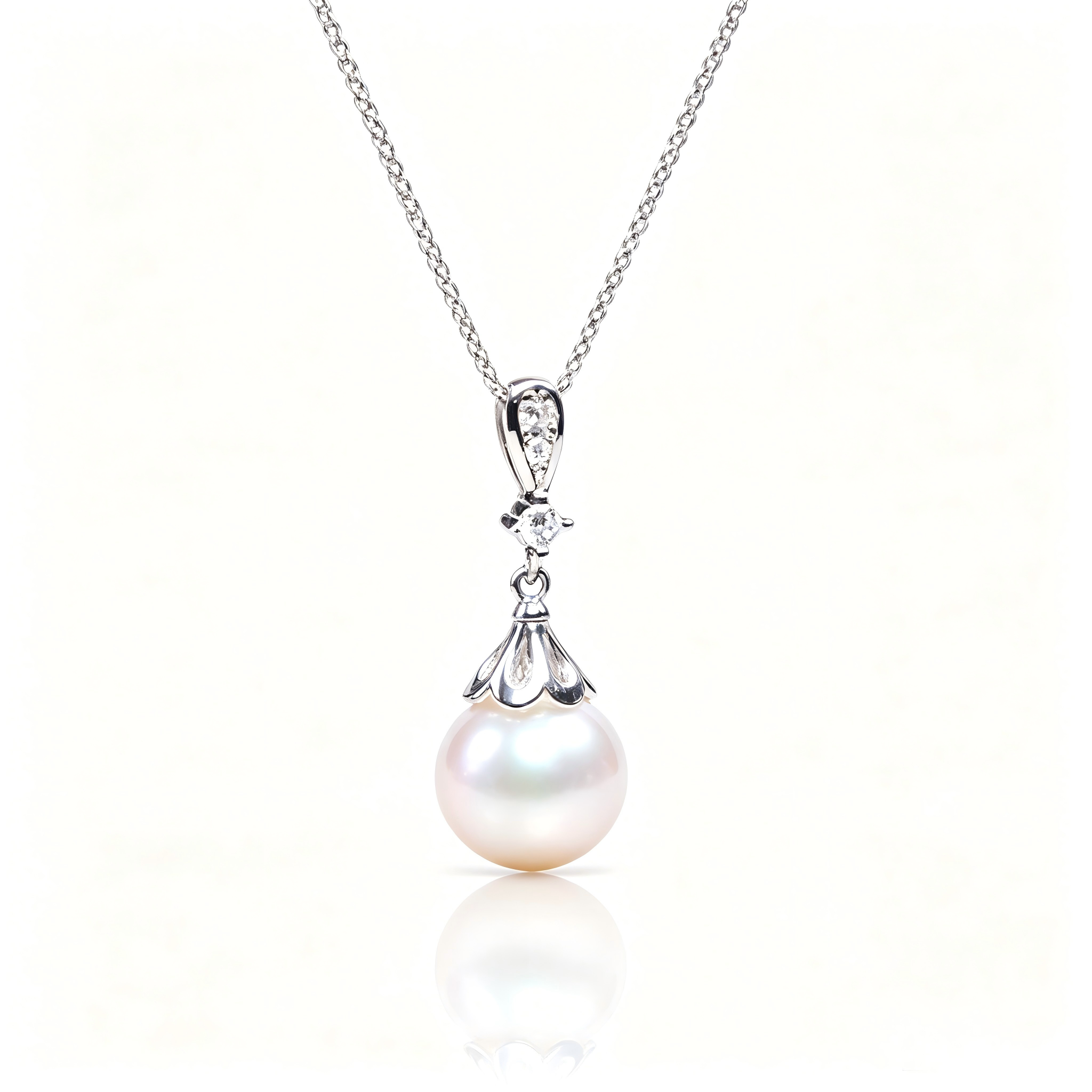 AAAAA Freshwater Pearl Pendant, S925 Sterling Silver adjustable Chain