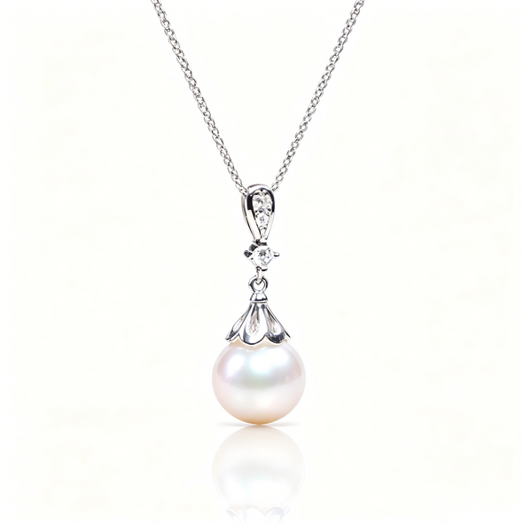 AAAAA Freshwater Pearl Pendant, S925 Sterling Silver adjustable Chain