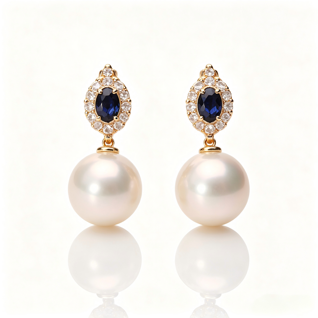 AAAAA Round Freshwater Pearl Earrings, S925 Sterling Silver, Wedding Drop Earring