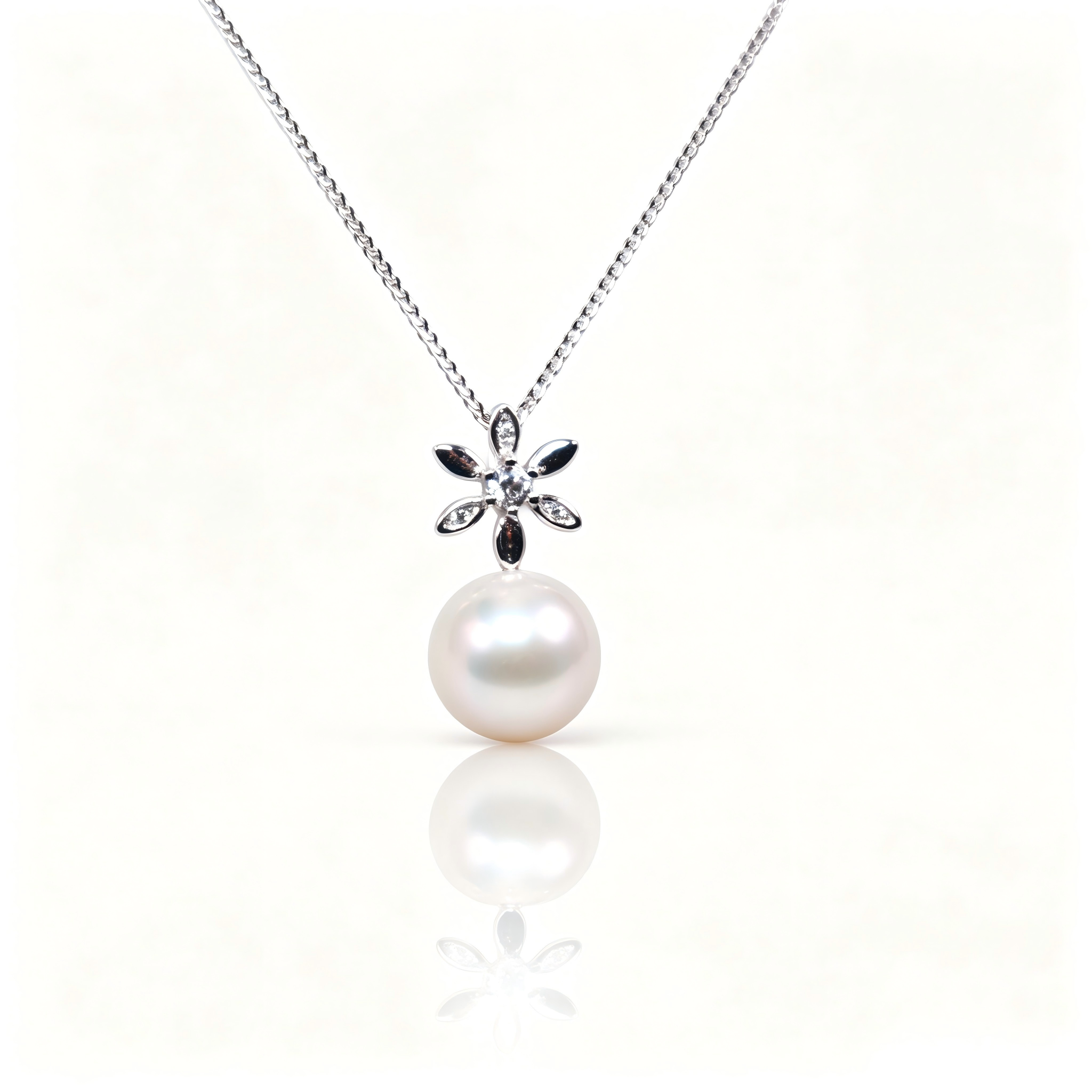 AAAAA Freshwater Pearl Pendant, S925 Sterling Silver adjustable Chain, Hexagram pendant