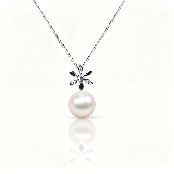 AAAAA Freshwater Pearl Pendant, S925 Sterling Silver adjustable Chain, Hexagram pendant