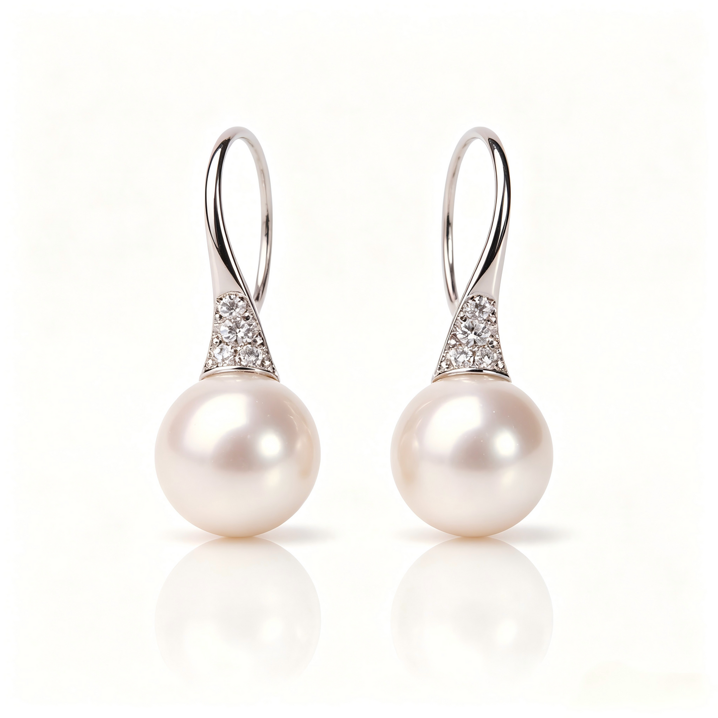 AAAAA Round Freshwater Pearl Stud Earrings, S925 Sterling Silver, Wedding Earring
