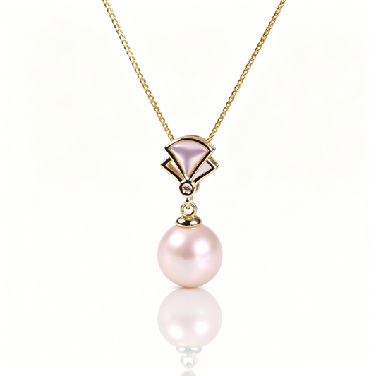 AAAAA Freshwater Pearl Pendant, S925 Sterling Silver adjustable Chain, Gold-plated sterling silver pendant necklace