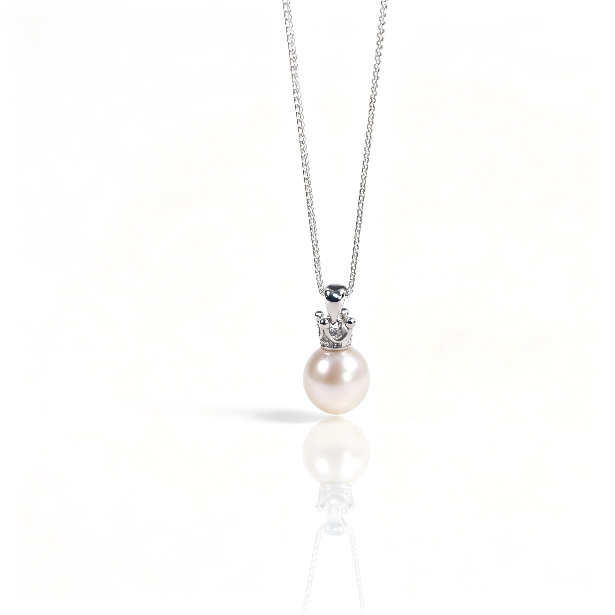 AAAAA Freshwater Pearl Pendant, S925 Sterling Silver adjustable Chain, Crown pendant necklace