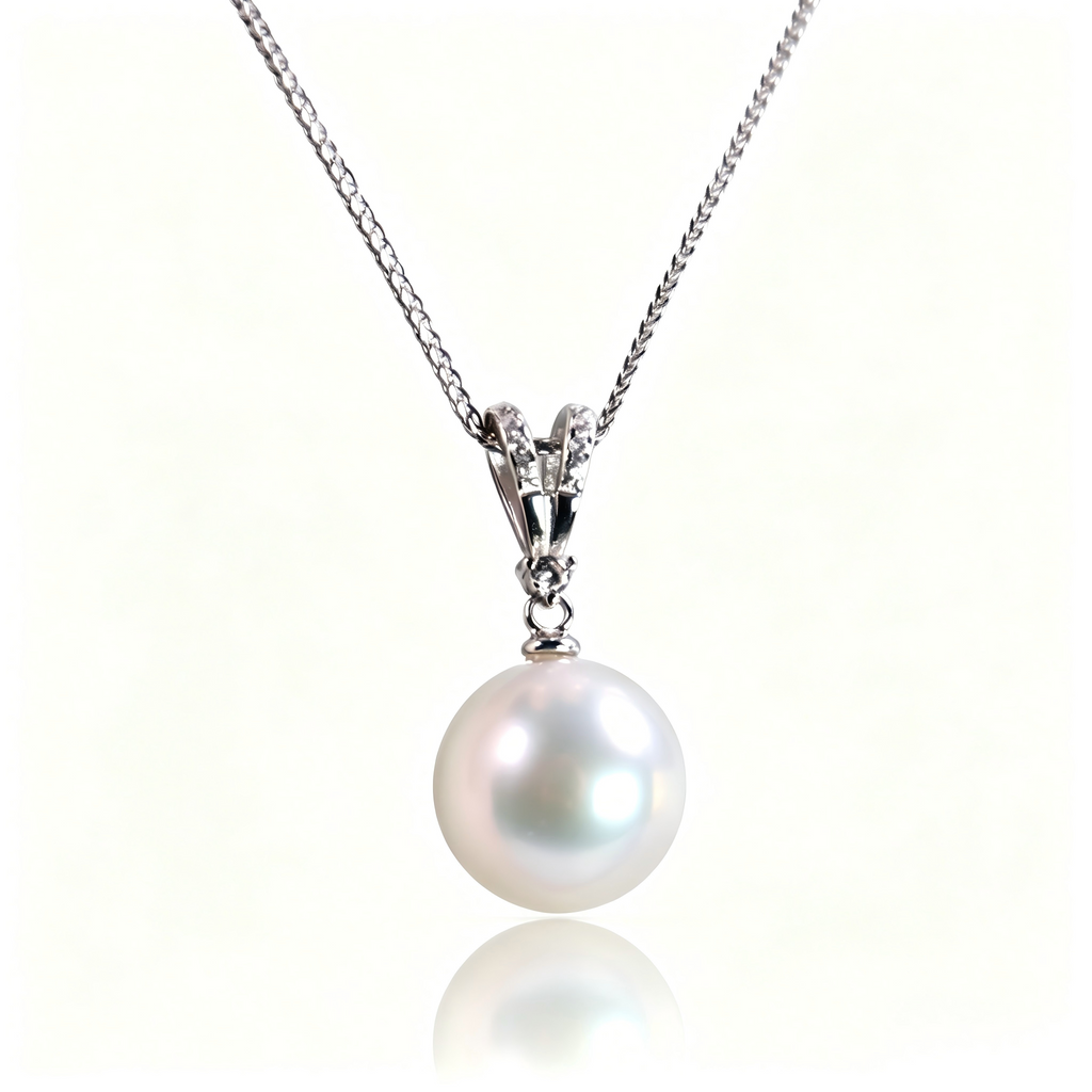 AAAAA Freshwater Pearl Pendant, S925 Sterling Silver adjustable Chain