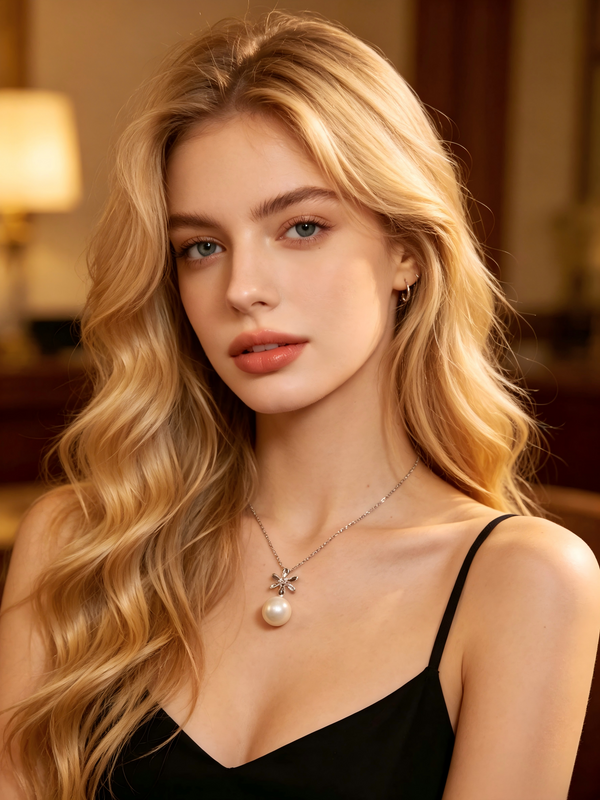 AAAAA Freshwater Pearl Pendant, S925 Sterling Silver adjustable Chain, Hexagram pendant