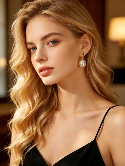 AAAAA Round Real Freshwater Pearl Stud Earrings, Gilding S925 Sterling Silver