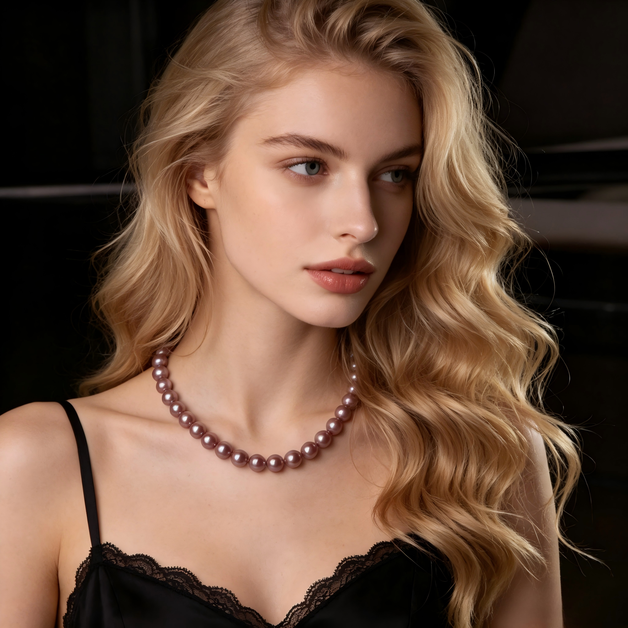 8-9mm AAA Purple Freshwater Pearl Necklace, S925 Silver Clasp, Colorful pearl flawless jewelry