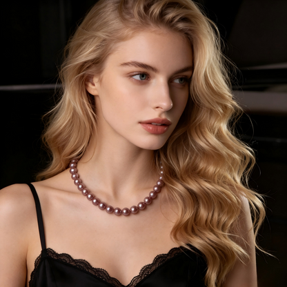 8-9mm AAA Purple Freshwater Pearl Necklace, S925 Silver Clasp, Colorful pearl flawless jewelry