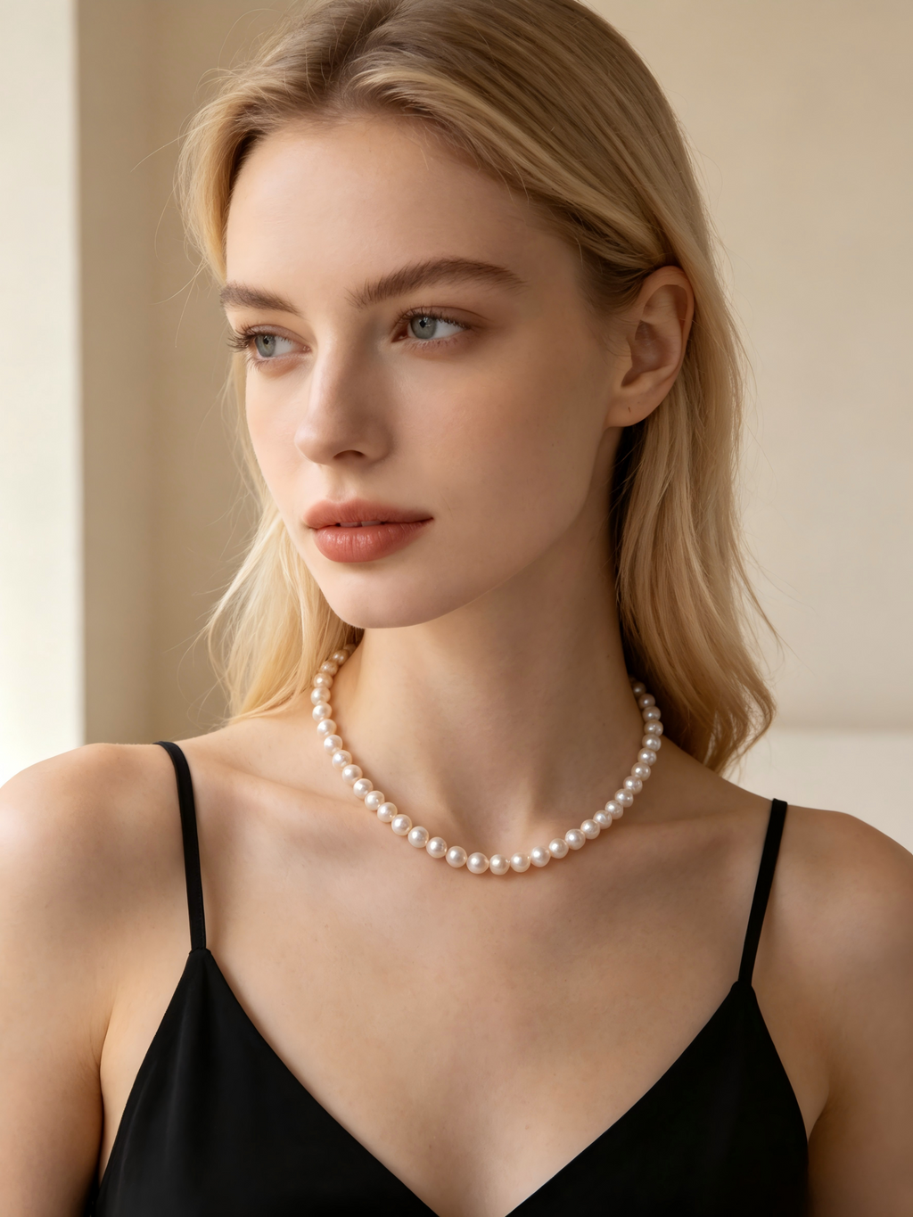 6mm AA Freshwater Pearl Strand Necklace, S925 Silver Clasp Wedding Jewelry