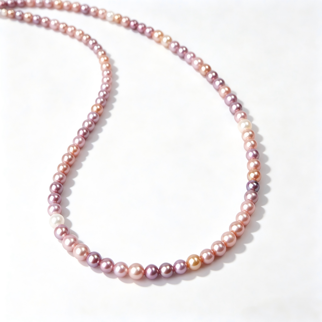 4-5mm AAAA Candy Freshwater Pearl Necklace, S925 Silver Clasp, Colorful pearl flawless jewelry