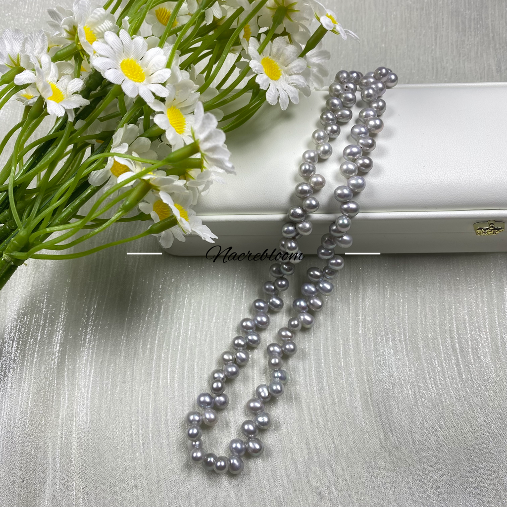 Rice-grain Gray Freshwater pearl necklace pearl necklace - AA Quality - Wedding Necklace - Wedding gift for her