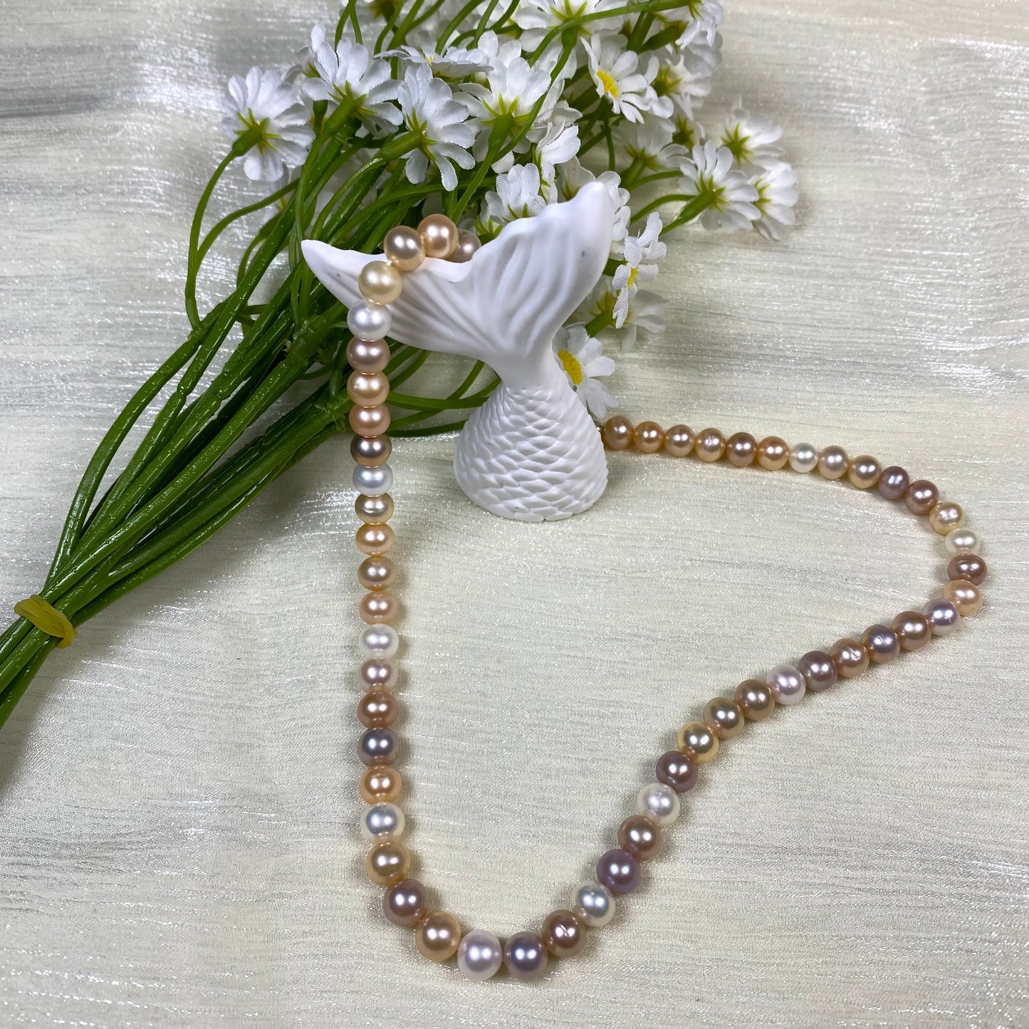 6.5-7.0mm Freshwater Multicolor Pearl Necklace- Wedding Gift - Wedding Necklace - Freshwater pearls
