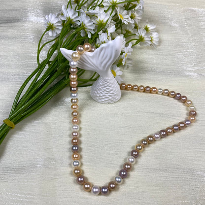 6.5-7.0mm Freshwater Multicolor Pearl Necklace- Wedding Gift - Wedding Necklace - Freshwater pearls