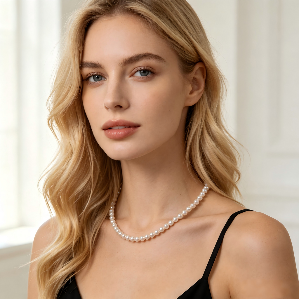 4.5-5mm AAAK Freshwater Pearl Strand Necklace, S925 Silver Clasp Wedding Jewelry