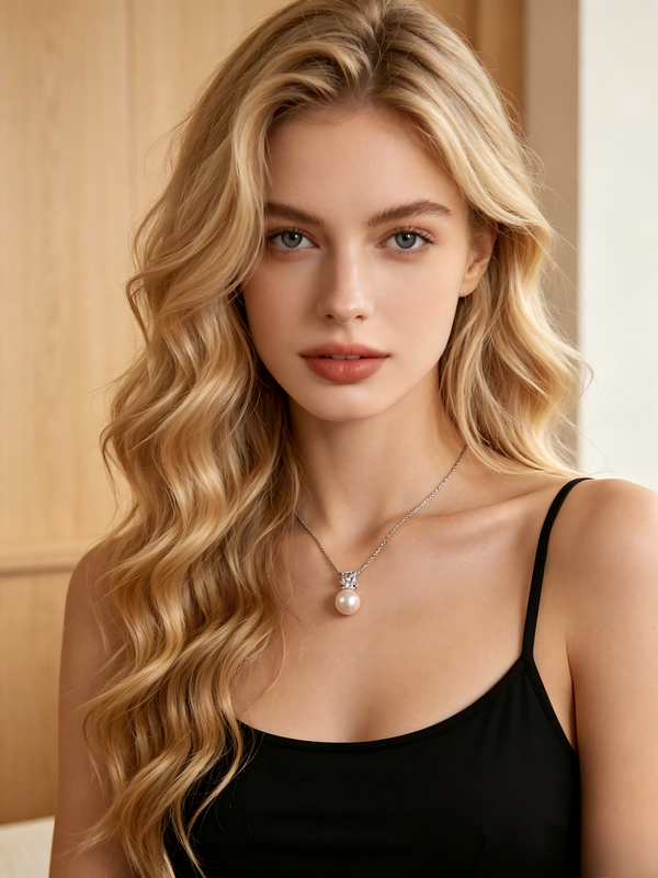 AAAAA Freshwater Pearl Pendant, S925 Sterling Silver adjustable Chain, sterling silver pendant necklace