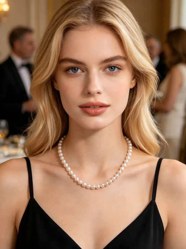 6mm AA Freshwater Pearl Strand Necklace, S925 Silver Clasp Wedding Jewelry