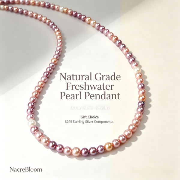 4-5mm AAAA Candy Freshwater Pearl Necklace, S925 Silver Clasp, Colorful pearl flawless jewelry