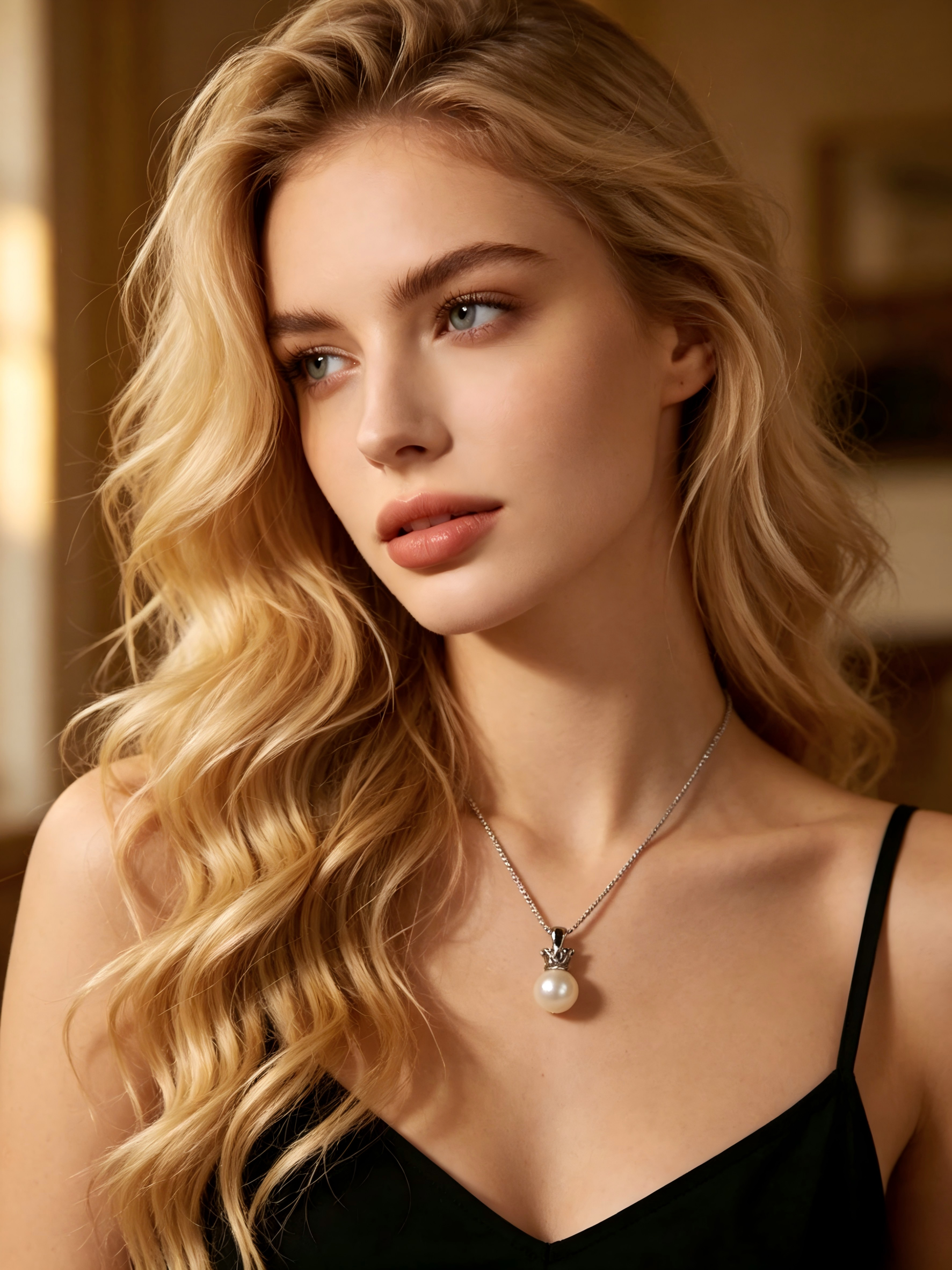 AAAAA Freshwater Pearl Pendant, S925 Sterling Silver adjustable Chain, Crown pendant necklace