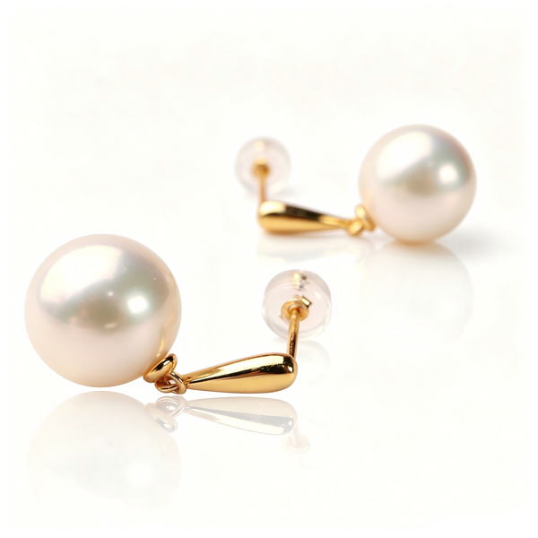 11mm AAAAA Round Freshwater Pearl Stud Earrings, S925 Sterling Silver