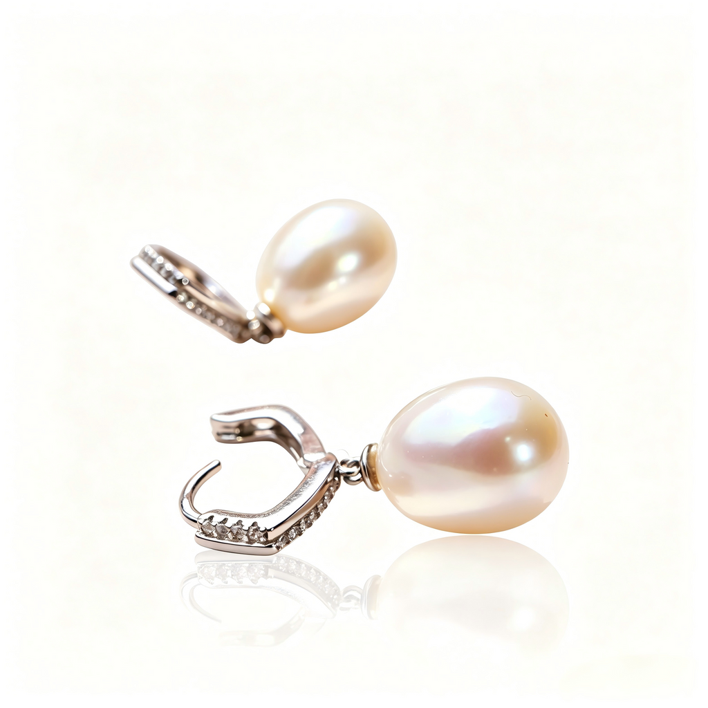 AAAAA Round Freshwater Pearl Stud Earrings, S925 Sterling Silver, Wedding Drop Earring